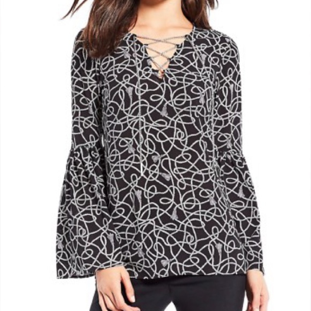 Michael Kors • Chain Detail Bell Sleeve Boho Top